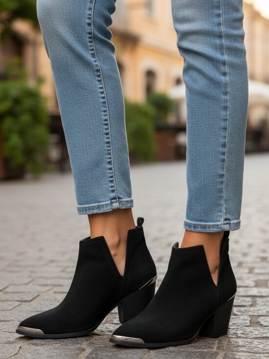Mossimo Supply Co. Shoes - Mossimo Supply Co. Black Ankle Booties with Silver Toe Accent